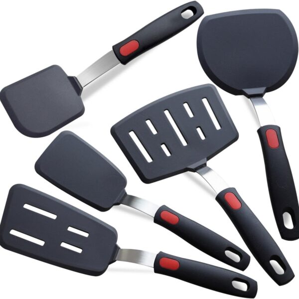 Silicone Spatula , 5-Pack Spatulas Silicone Set for Nonstick Cookware, 600°F Heat Resistant Kitchen Cooking Utensils Set for Egg, Pancake Dishwasher Safe